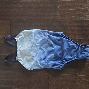 TYR Women's Standard Durafast Elite Diamondfit Swimsuit, Blue/White Ombre